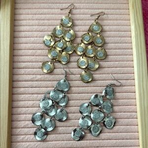 Vintage Gold and Silver Chandelier Earrings